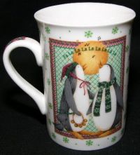 Debbie Mumm CAROLING PENGUINS Brownlow Coffee Mug